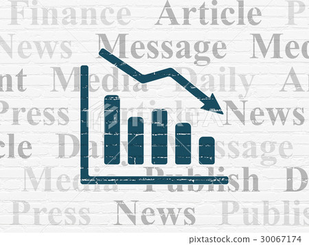 News concept: Decline Graph on wall background 30067174