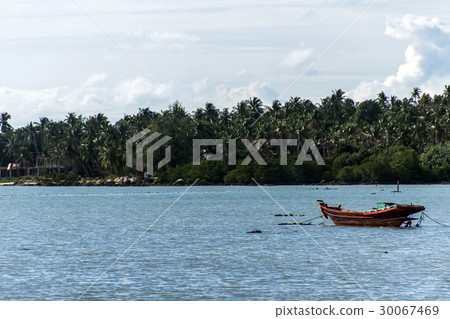 Long tail boat on ocean Koh Phangan Thailand 30067469