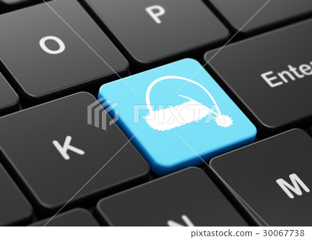 Holiday concept: Christmas Hat on computer 30067738