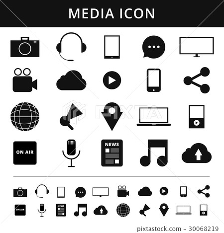 Media Icons. Simplus series. Each icon is a single - Stock Illustration ...