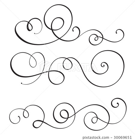 set of vintage flourish decorative art calligraphy - Stock Illustration ...