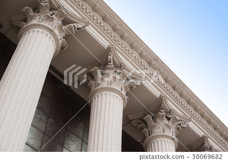 Beautiful columns of the capital on the facade of 30069682