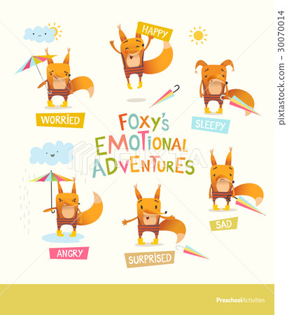 Foxy S Emotional Adventures Cute Cartoon Fox In 插圖素材 圖庫