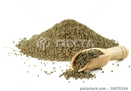 Perilla frutescens or sesame in wood spoon. Perilla frutescens or sesame in wood spoon. 30070164