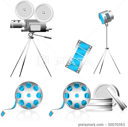 Cinema equipment video camera  and film reel 30070363