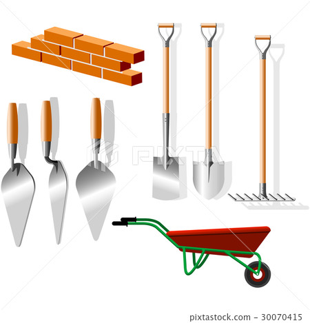 Tools - wheelbarrow, trowel and shovels 30070415