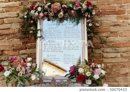 Sitting plan for guests written on the mirror Sitting plan for guests written on the mirror 30070433