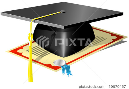 Graduation Mortar Board and diploma Graduation Mortar Board and diploma 30070467