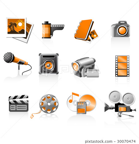 Multimedia icons set - photo and video 30070474