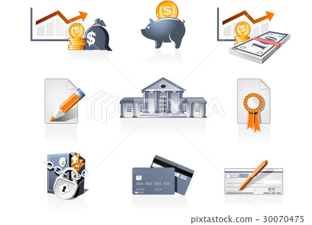 Bank, finances and stock-market icons 30070475