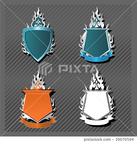 Blank emblem template with shield symbolic flame 30070504