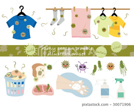 Trouble with rainy season illustration set Trouble with rainy season illustration set 30071906