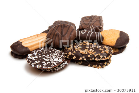 Cookies in chocolate isolated Cookies in chocolate isolated 30073911