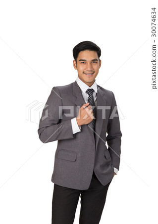 Businessman standing and posing over white Bac Businessman standing and posing over white Bac 30074634