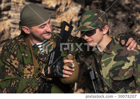 Soldiers in camp after combat operations 30078207