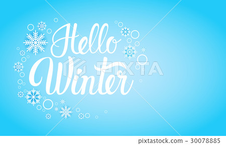 Hello Winter Season Text Banner Abstract Blue 30078885