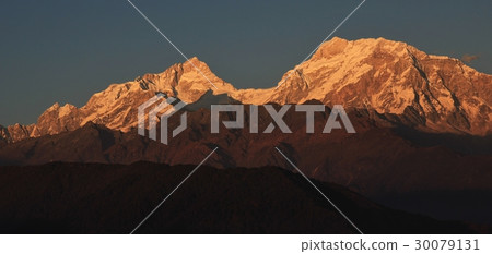 Peaks of the Manaslu range at sunset Peaks of the Manaslu range at sunset 30079131