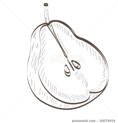 Isolated pear cut outline Isolated pear cut outline 30079454