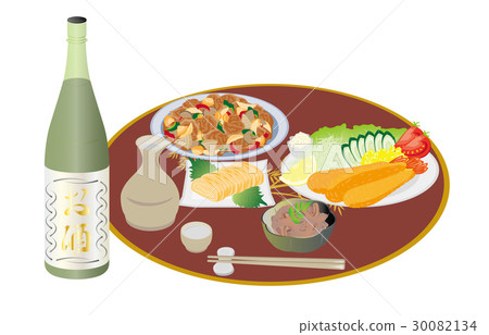 今天解放了熱的清酒和魷魚的鹹魚 30082134