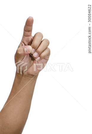 Hand gesture pointing finger on a white background 30084622