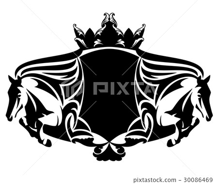 jumping horses and crown vector heraldry 30086469