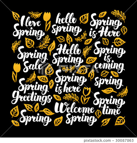 Hello Spring Calligraphy Design - Stock Illustration [30087863] - PIXTA