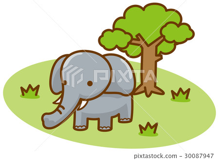 Elephant and grassland image illustration (1 head) 30087947