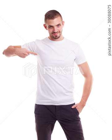 Man showing empty copyspace 30088075