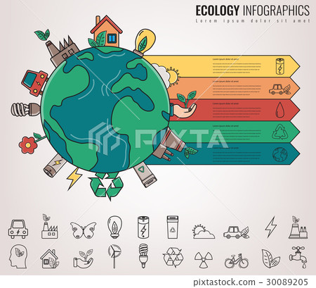 Ecology and environment infographics. Green planet 30089205