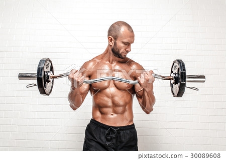 Strong man with weight bar 30089608