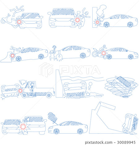 line stripe icons of personal car accident 30089945