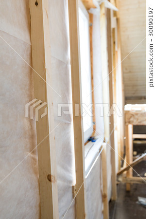 Heat insulation and wooden logs lathing 30090197