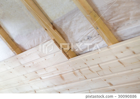 An interior view of unfinished home inside 30090886