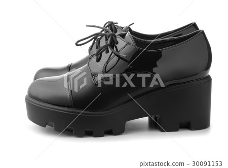 Black leather women's boots 30091153