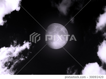 The moon in the night sky in clouds 30091420