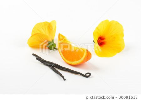hibiscus, orange and vanilla pods 30091615