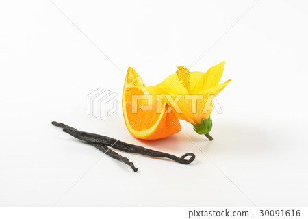hibiscus, orange and vanilla pods 30091616