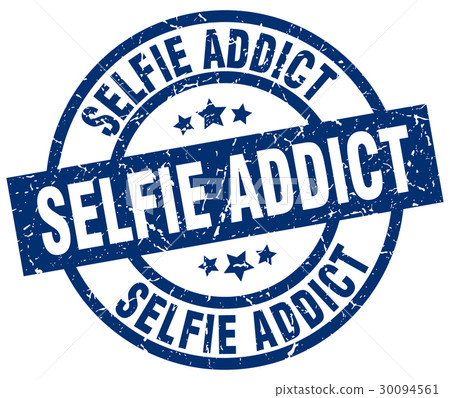 selfie addict blue round grunge stamp 30094561