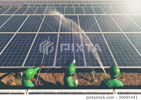 Employees or technicians to clean solar cells Employees or technicians to clean solar cells 30095441