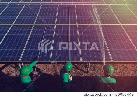 Employees or technicians to clean solar cells Employees or technicians to clean solar cells 30095442