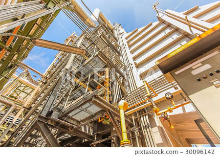 Gas turbine electrical power plant with blue sky 30096142
