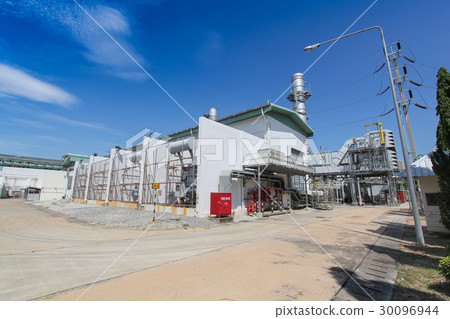 Industrial power plant, Gas turbine with blue sky 30096944