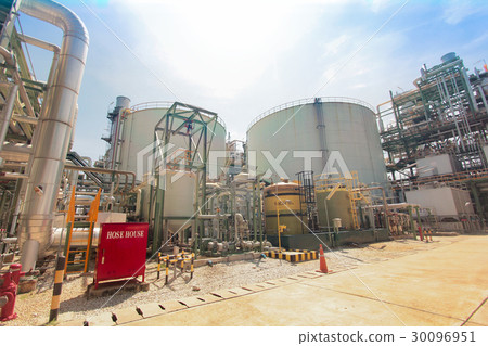 Industrial power plant, red hose house, big tank Industrial power plant, red hose house, big tank 30096951