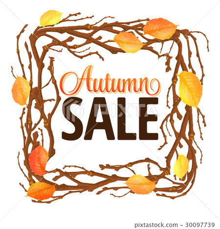 Hello Autumn Background. Bright autumn branch and 30097739