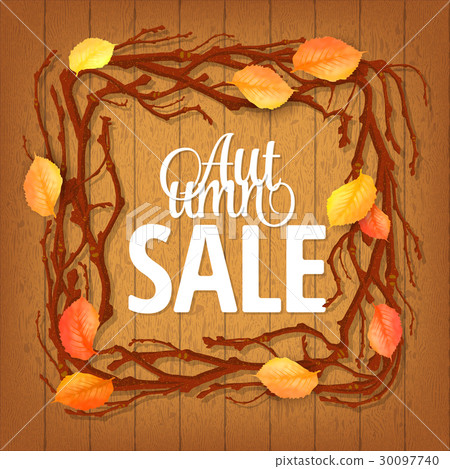 Hello Autumn Background. Bright autumn branch and 30097740