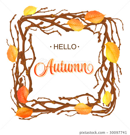 Hello Autumn Background. Bright autumn branch and 30097741
