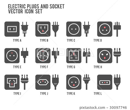 Electric outlet Different type power Vector Icon Electric outlet Different type power Vector Icon 30097746