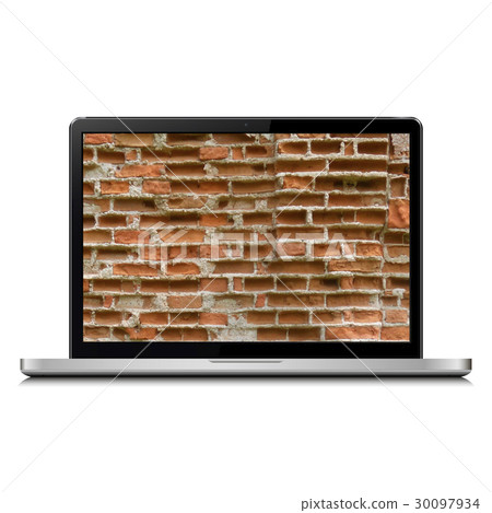 Laptop with brick wall. Firewall concept. Laptop with brick wall. Firewall concept. 30097934