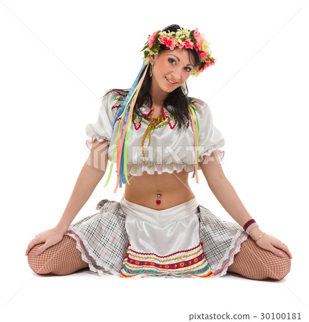 girl in polish national traditional costume posing girl in polish national traditional costume posing 30100181