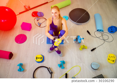 Girl with fitness accessories 30100290